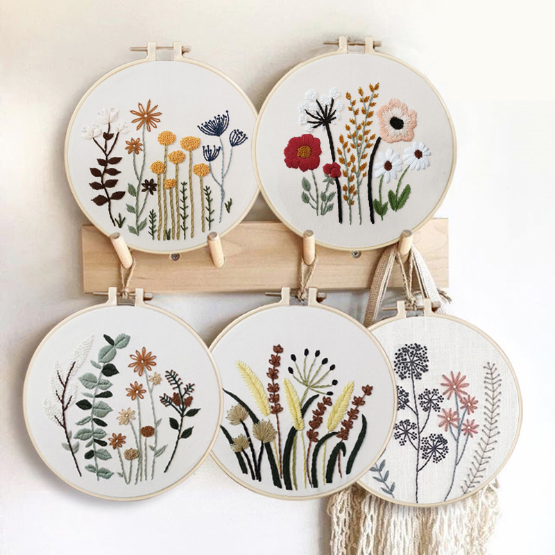 DIY Embroidery Kit Sewing Kit for Craft Lovers and Adult Beginners with Floral Pattern