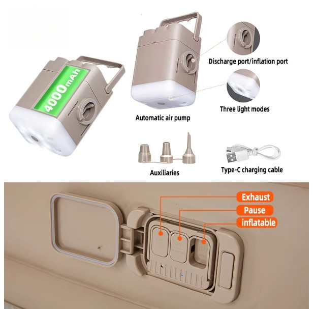 Матрас надувной автоматический со встроенным насосом портативный