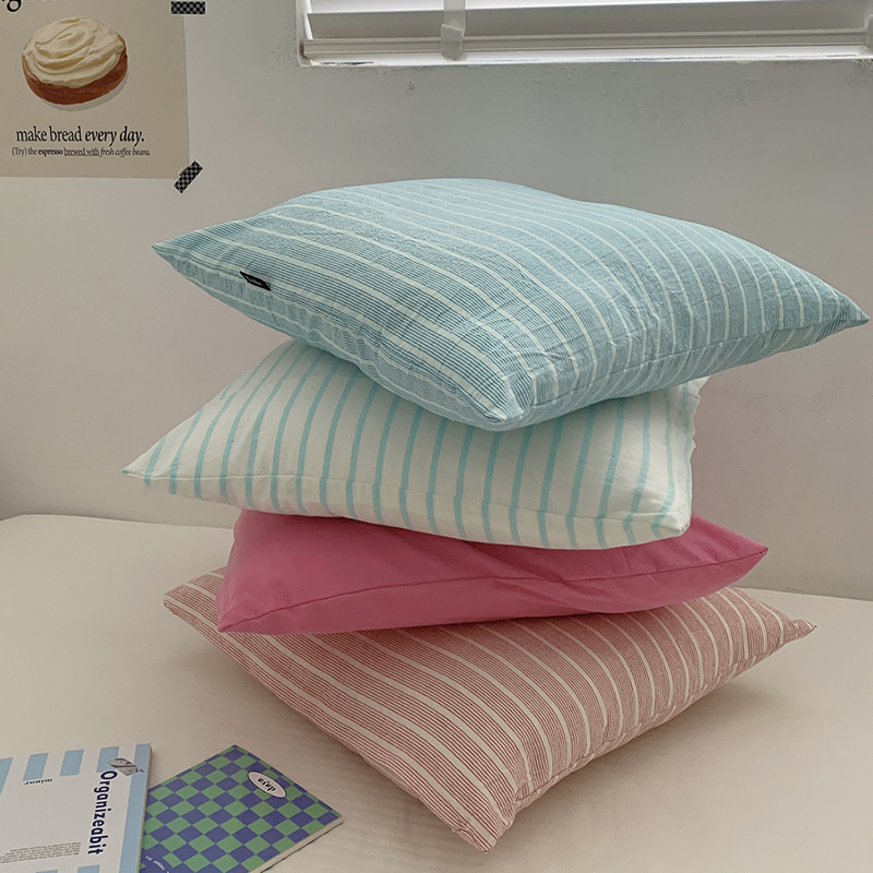 Factory 50 X 50 Cm Woven Washed Cotton Stripe Pillowcases