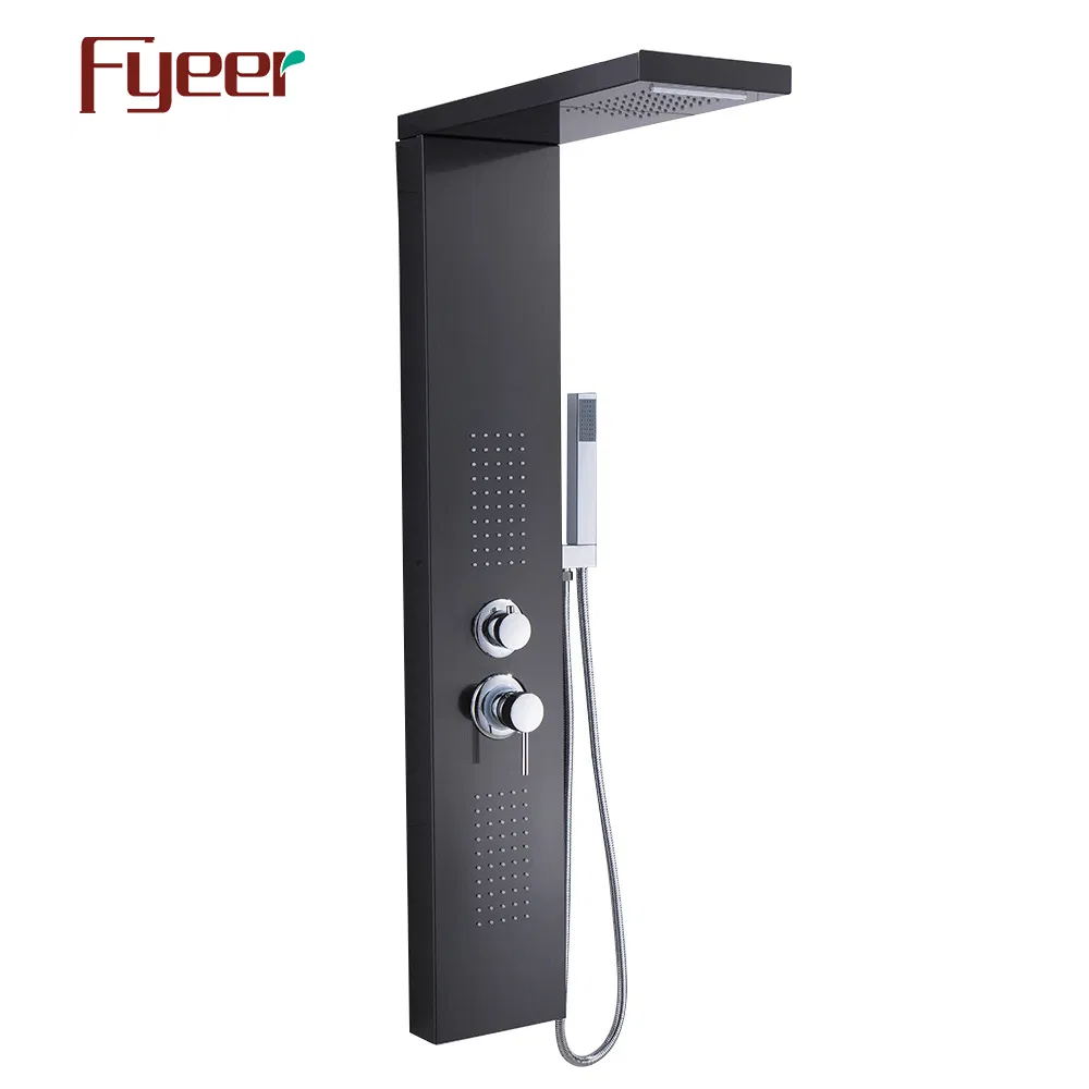 Fyeer Black Panel Shower with Split Shower Head