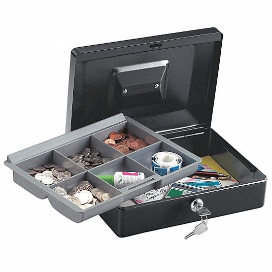 Heavy Duty Electronic Cash Drawer with 4 Bills & 5 Removable Coins Trays Black 1-Year Warranty 33.5X38X8cm