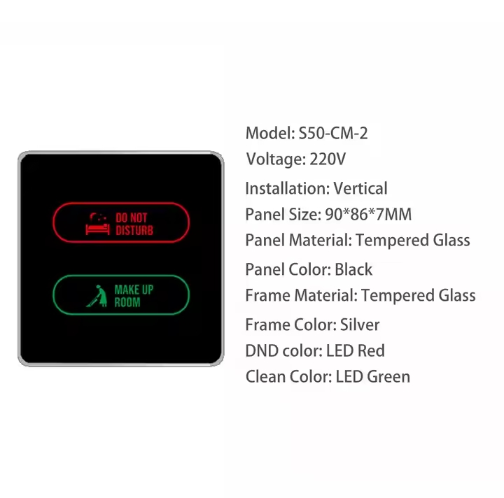 Customized Tempered Glass LED Touch Digital LED Hotel Doorbell System with Dnd Pw Mur Room Number Screen Room Number Doorplate for Hotel Apartment Room