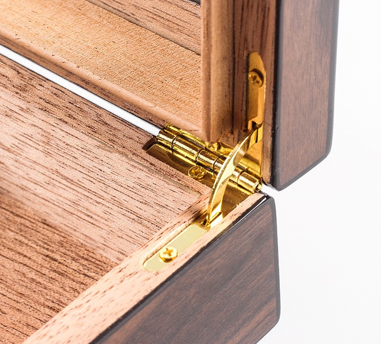Thermostatic Cedar Wood Cigar Clamshell Box with Clear Glass Window
