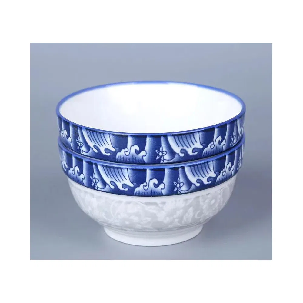 Hot Selling Factory Price 4"Bowl Salad Blue Decals Hotelporcelain Ceramic Porcelain Tableware