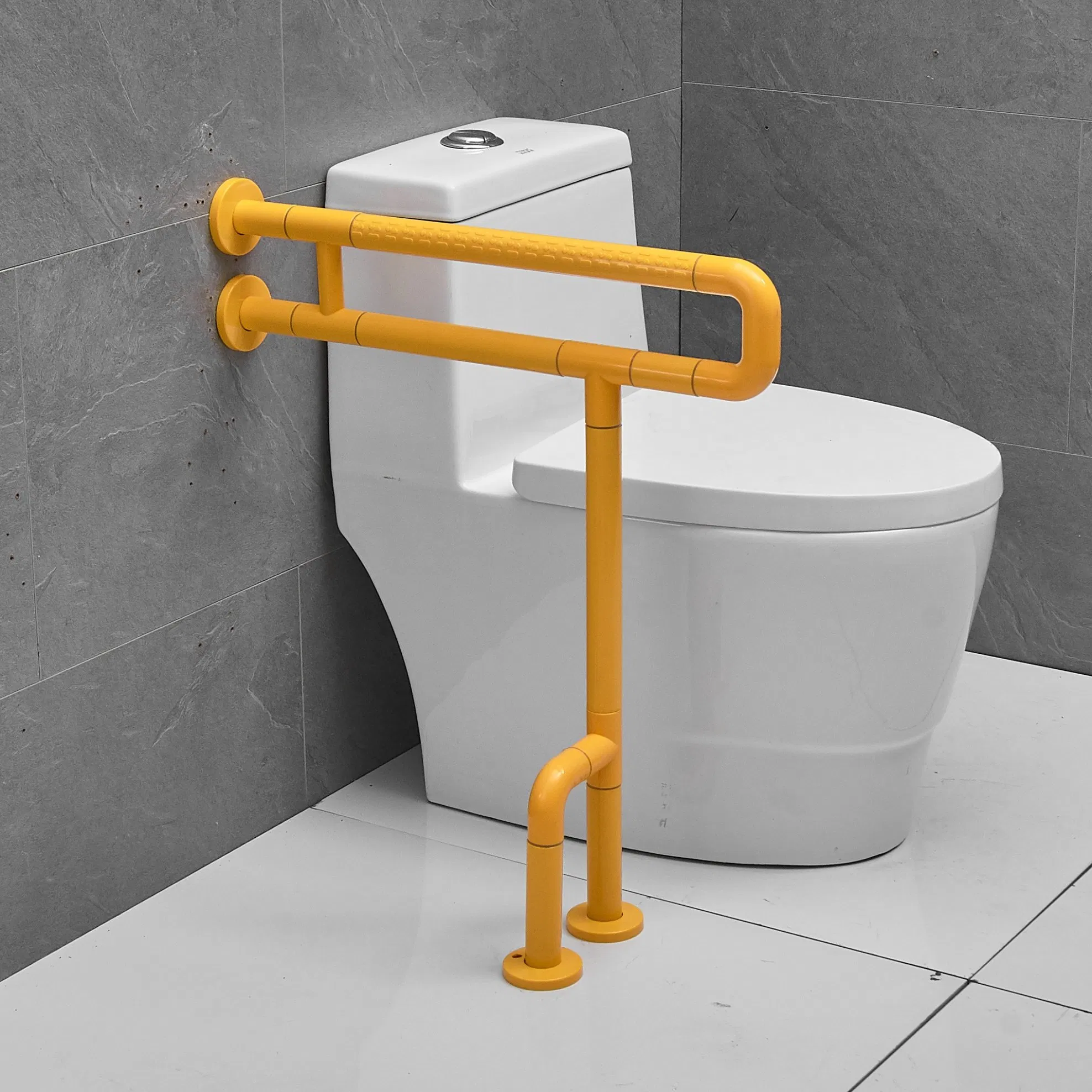 Поручень для унитаза желтый 4 точки опоры, нержавеющая сталь