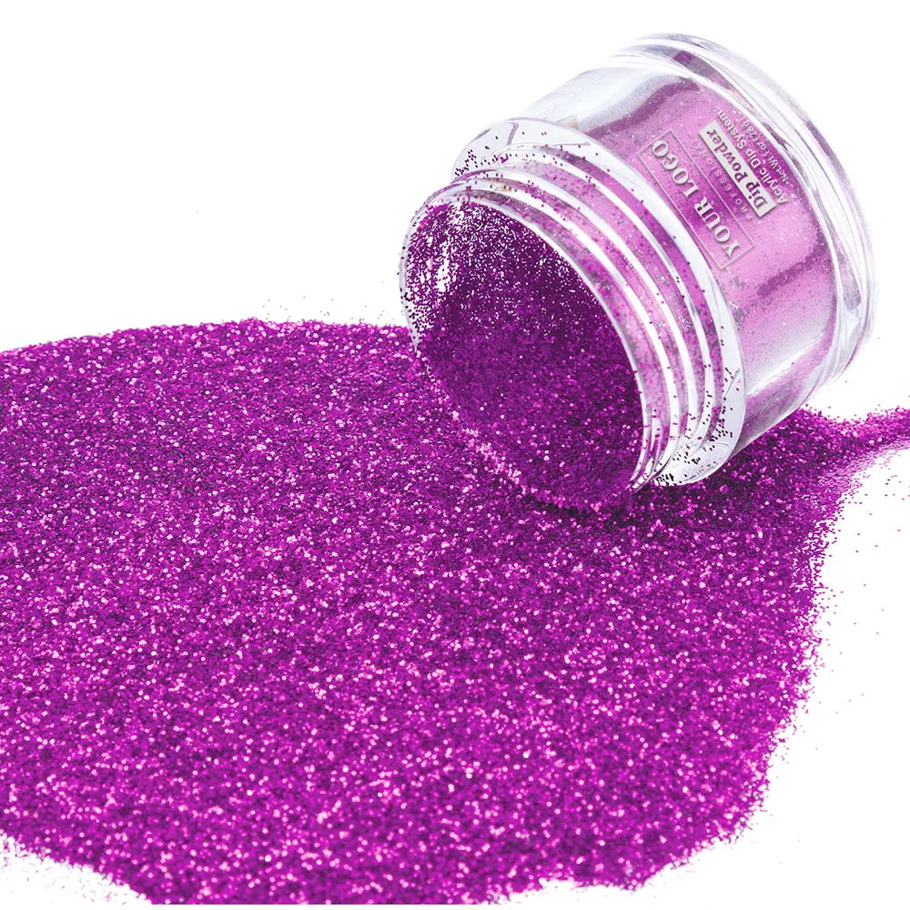 Purple Color Glitter Nail 3 in 1 Acrylic Dipping Powder Perfect Match Gel Nail Polish