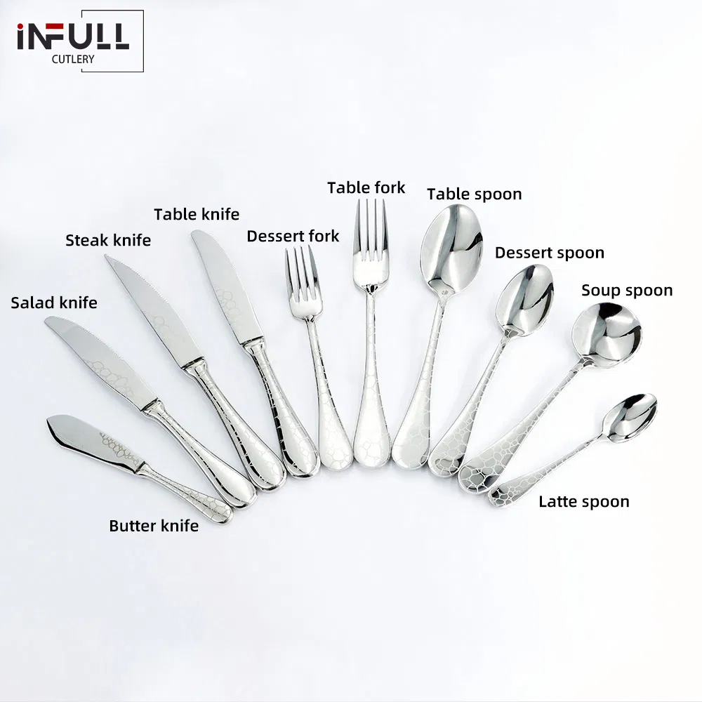 2024 Best Selling 18/8 Stainless Steel Dessert Fork with Stone Style Handle for Home/Hotel