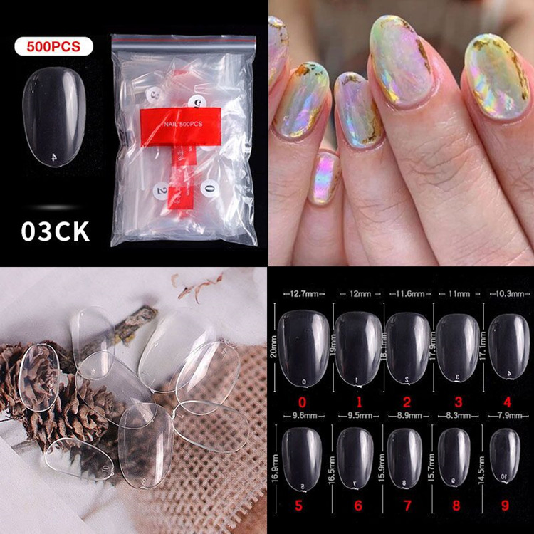 500PCS Artificial Nail Art Tips, Coffin Long Square Stiletto Nail Fake Tip