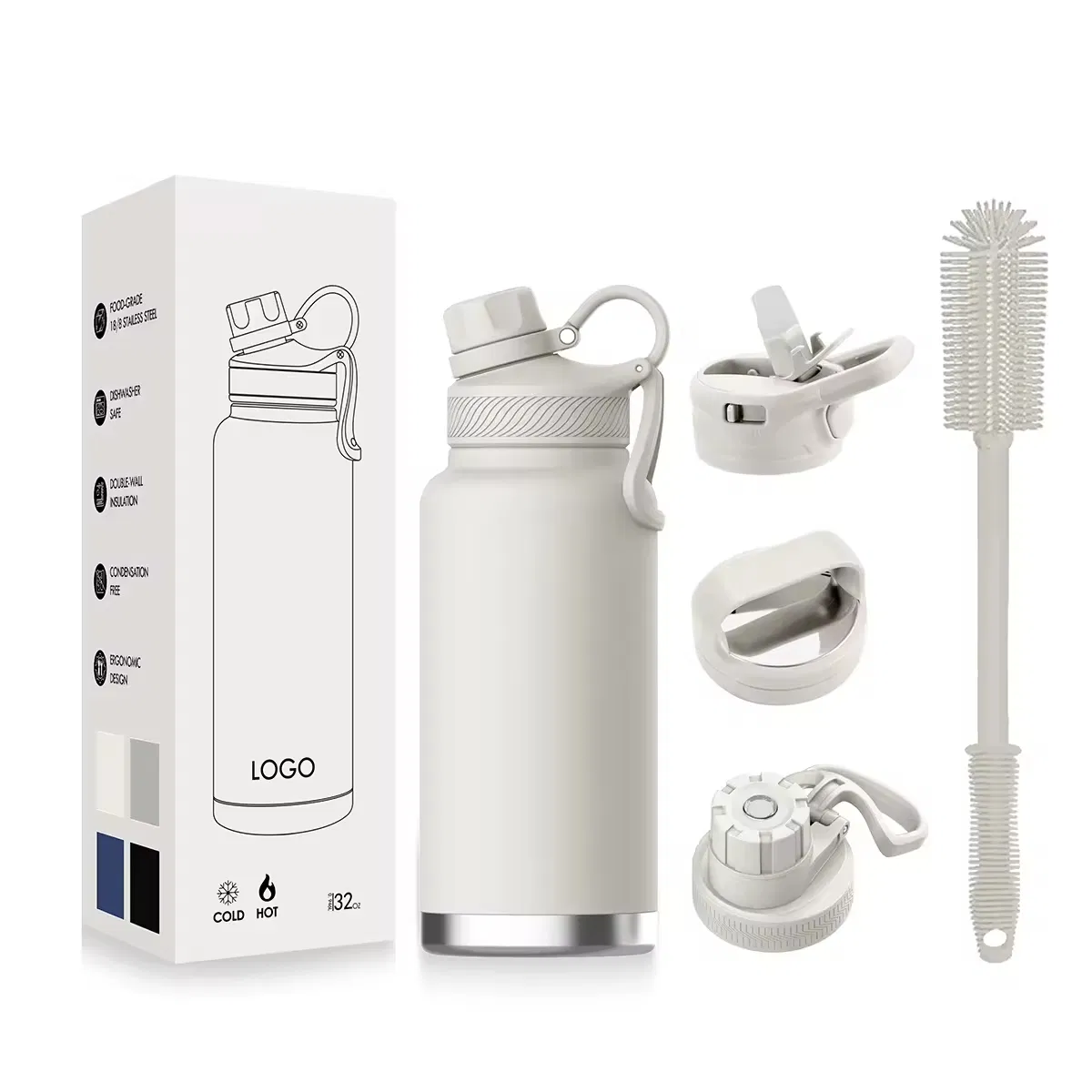 Термос вакуумный 1 л с логотипом, сталь, двойные стенки