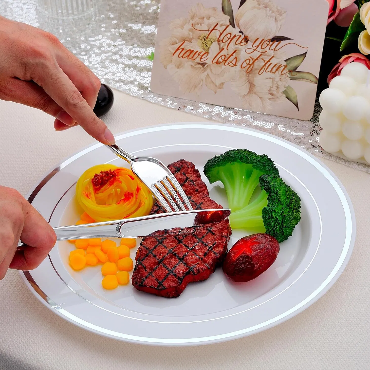 Premium Silver Plastic Cutlery Set for Elegant Events