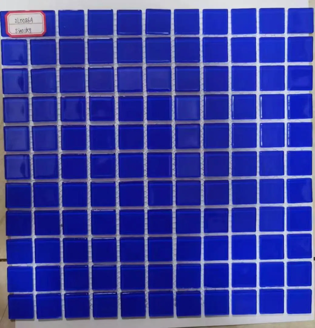 Glossy Blue Square Glass Swimming Pool Mosaic Tile