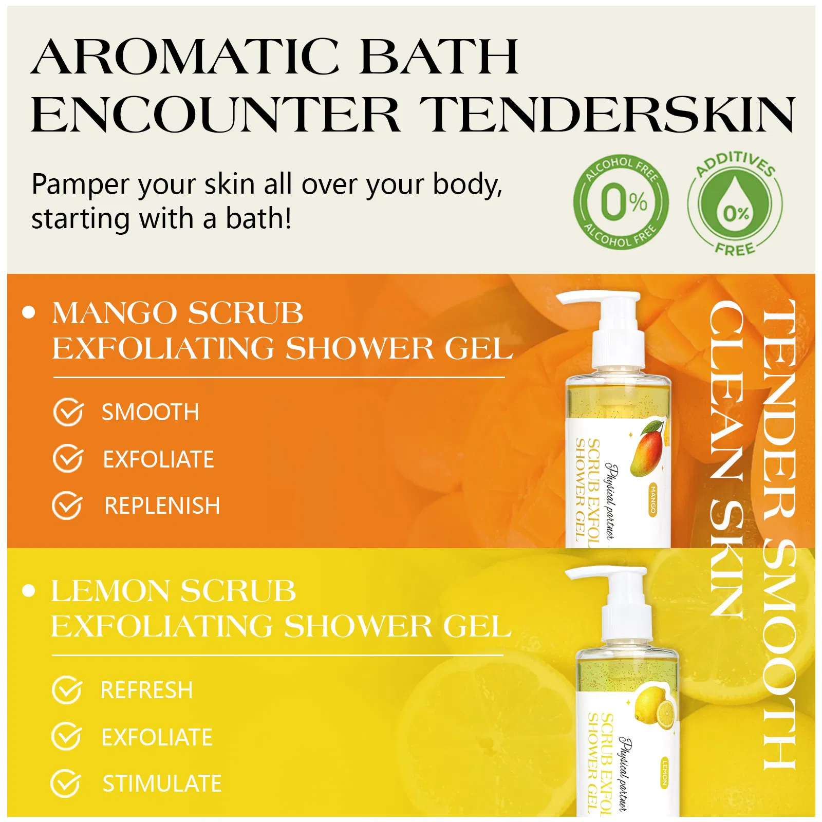 Beauty Cosmetics Body Cleaning Whitening Five Flavors Scrub Exfoliating Shower Gel