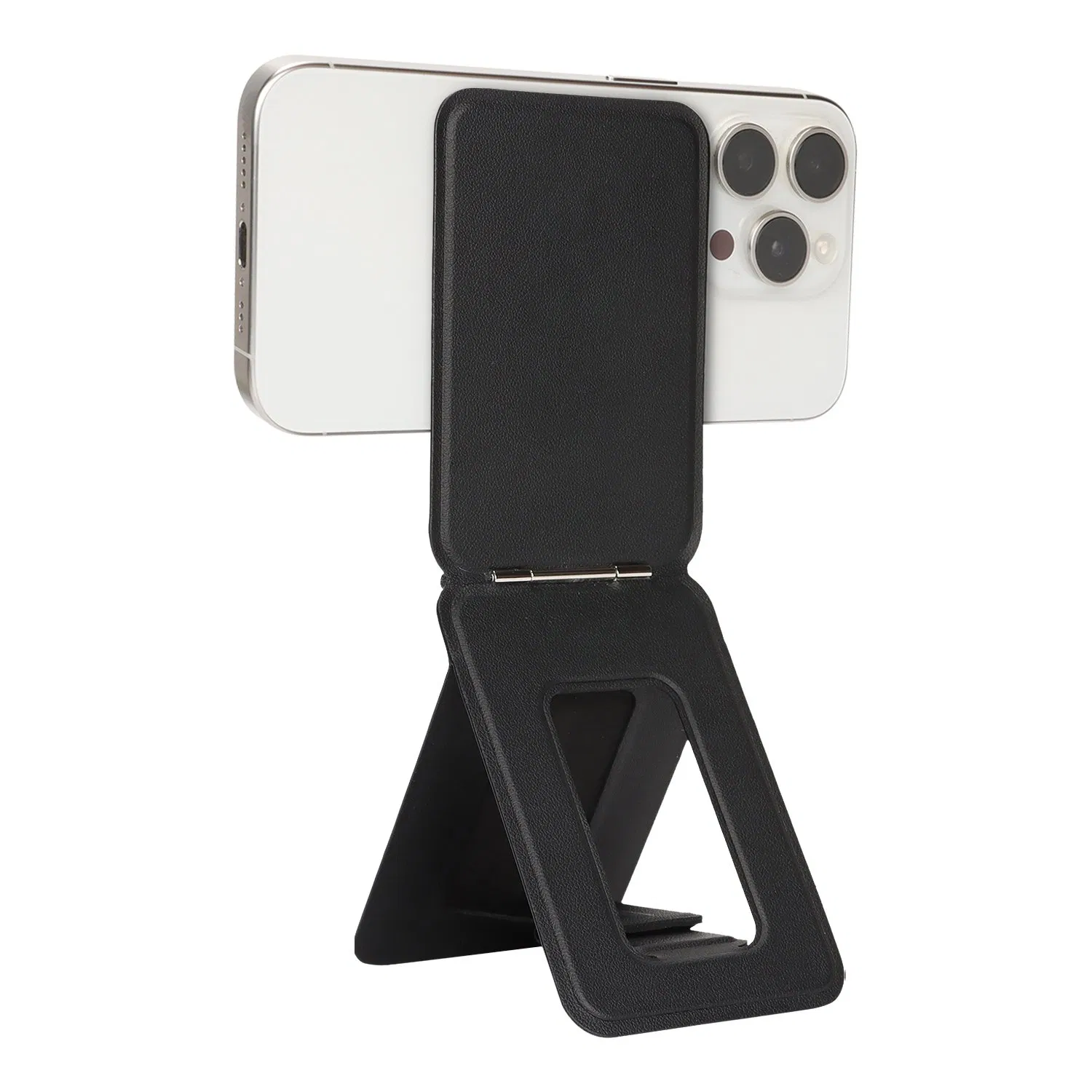 Strong Magnetic Leather Bracket Multi-Functional Phone Stand Back Three Fold Tripod Holder for iPhone
