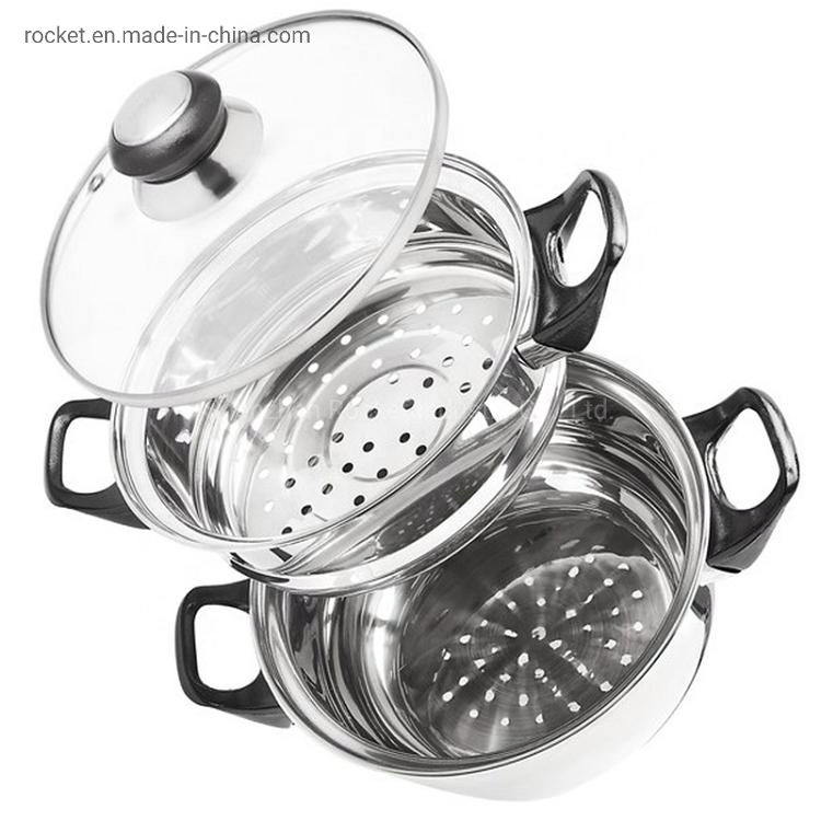 Кастрюля-пароварка из нержавеющей стали, 2 уровня