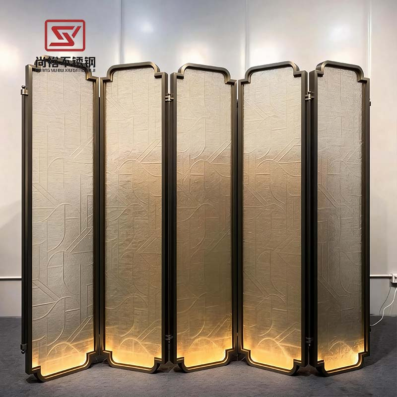 Custom Made Gold Hollow out Living Room Divider Metal Screen Partition
