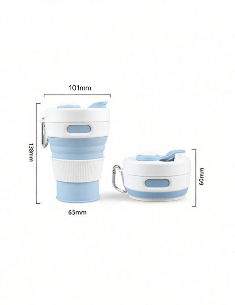 450ml BPA-Free Silicone Foldable Travel Cup with Straw Eco-Friendly Popular Portable Collapsible Coffee Mug