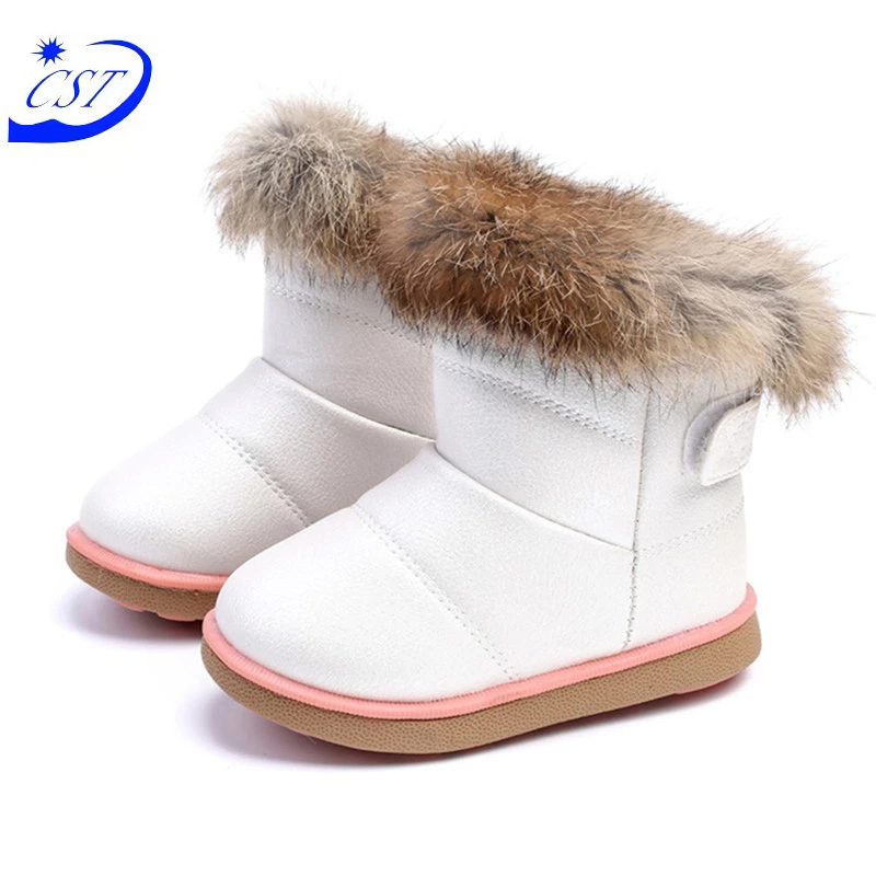 Kids Rubber Boots Winter Thicken Plush Warm Leather Short Baby Snow Boots
