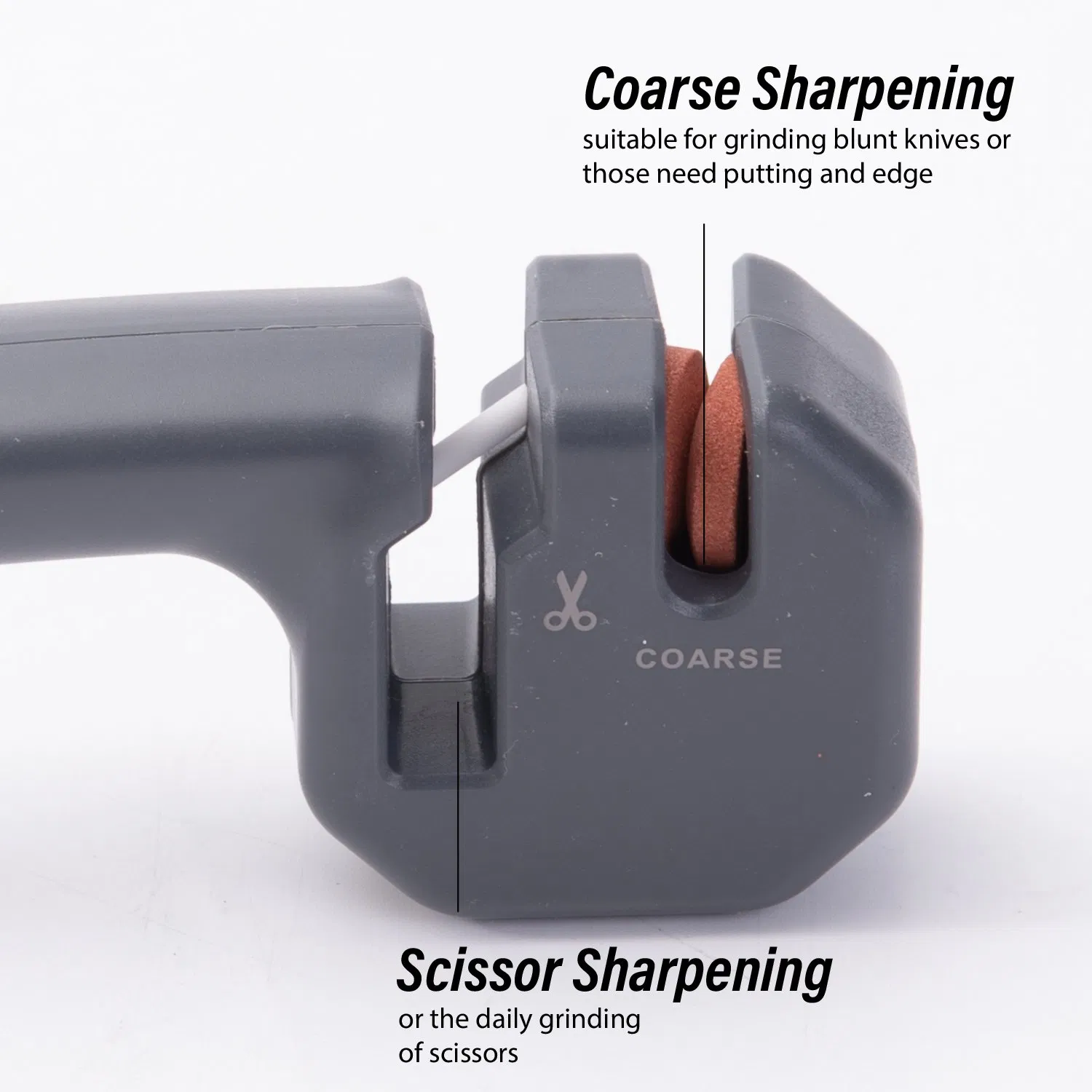 2in1 Knife Sharpener Coarse Scissor Non Slip Ergonomic Compact Kitchen Tool