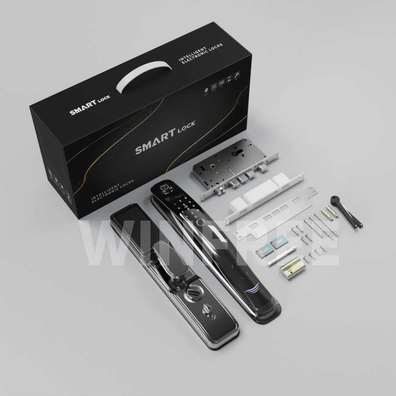 Tuya WiFi Code Card Fingerprint Face Access Smart Door Lock with Camera