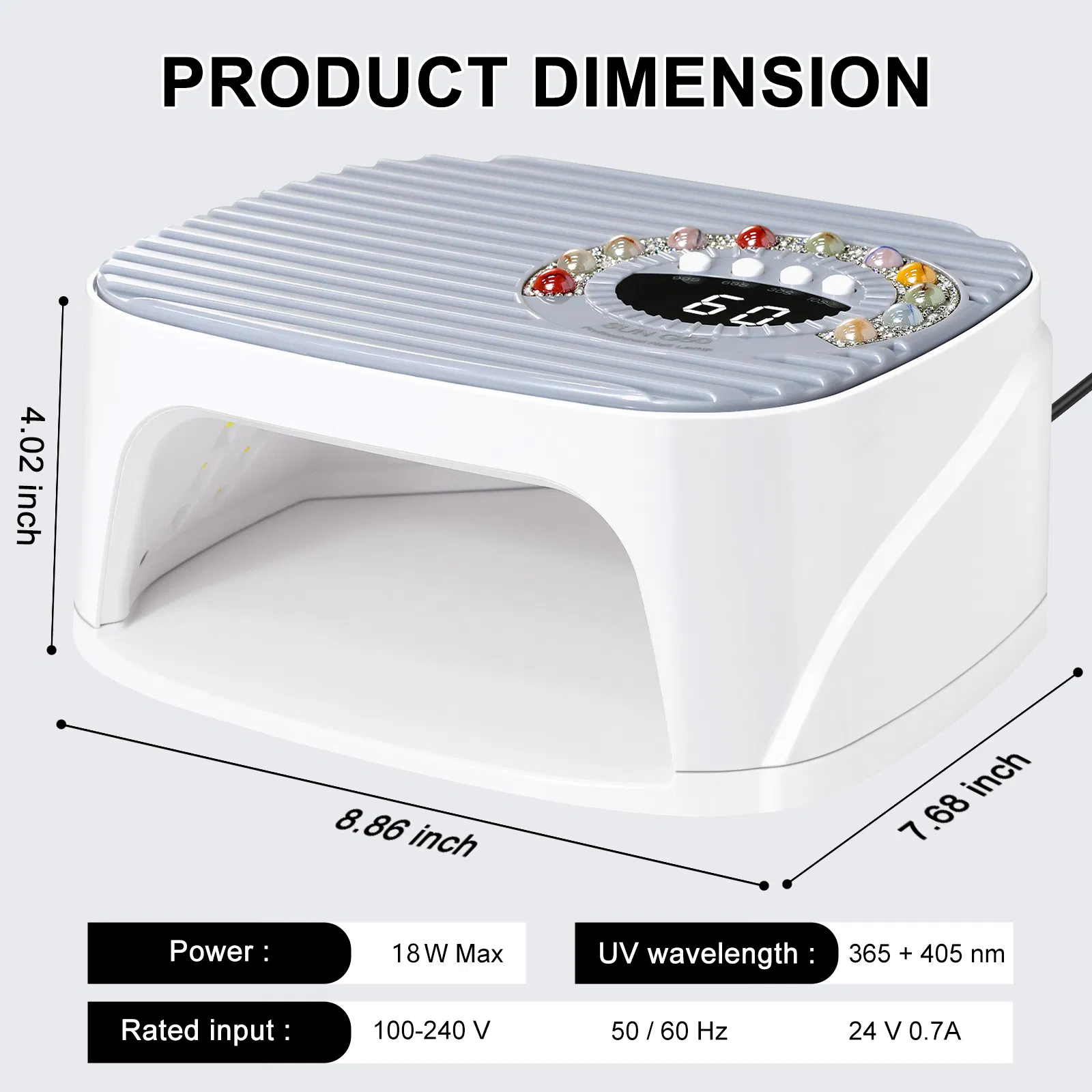 Rechargeable Big Battery Storage New Diamond Design Nail Lamp
