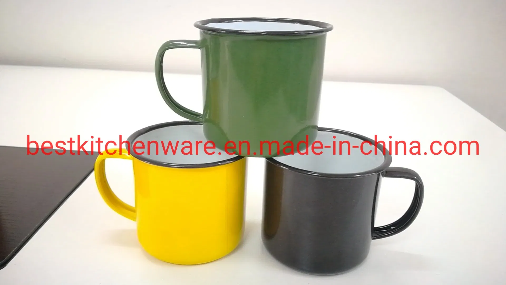Enamel Dark Color Mug Inside White Outside Colored Without Decal Coffee Cup