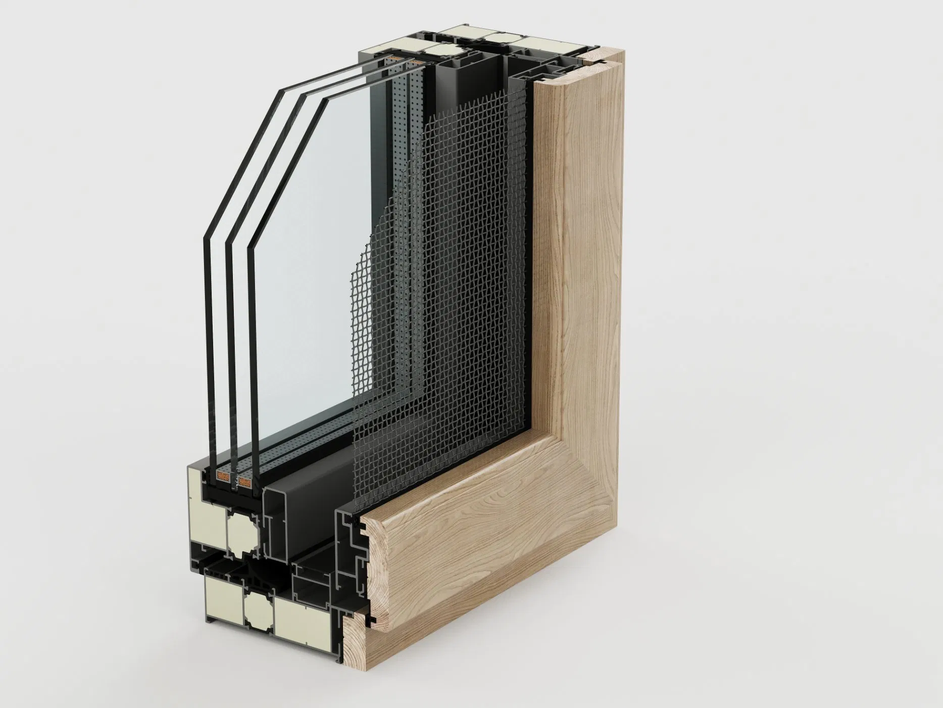 Exterior Aluminum Wooden Casement Door with Flyscreen Insect Screen for Home restaurant