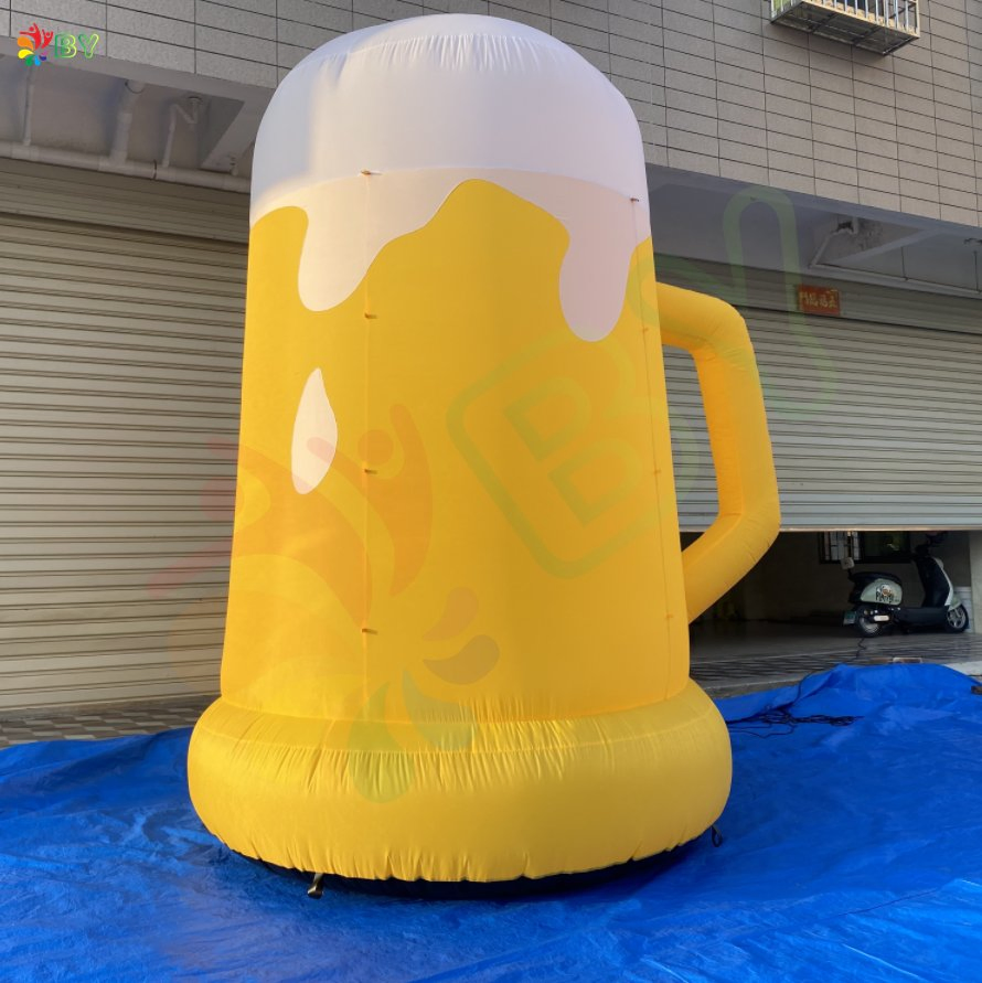 Outdoor Big Cheap Inflatable Beer Cup Balloon Can with Removable Banner for Rental Business