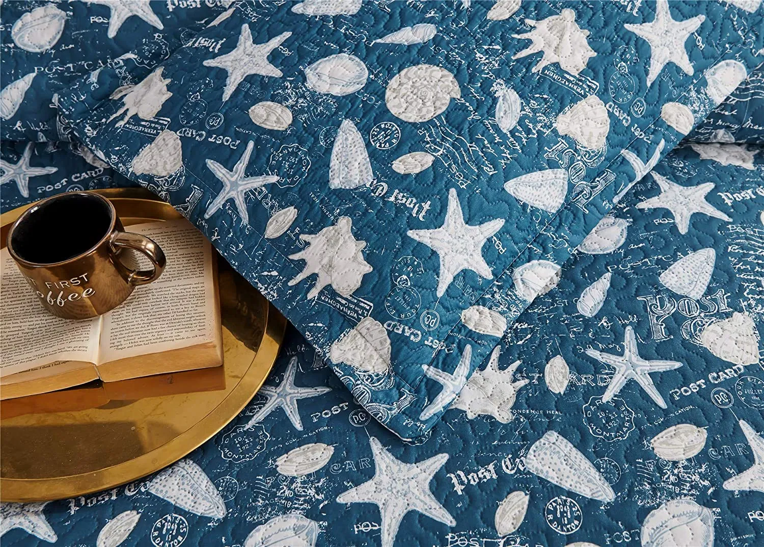 Coastal Quilt Bedding Set Lightweight Home Summer Bedspreads King Size