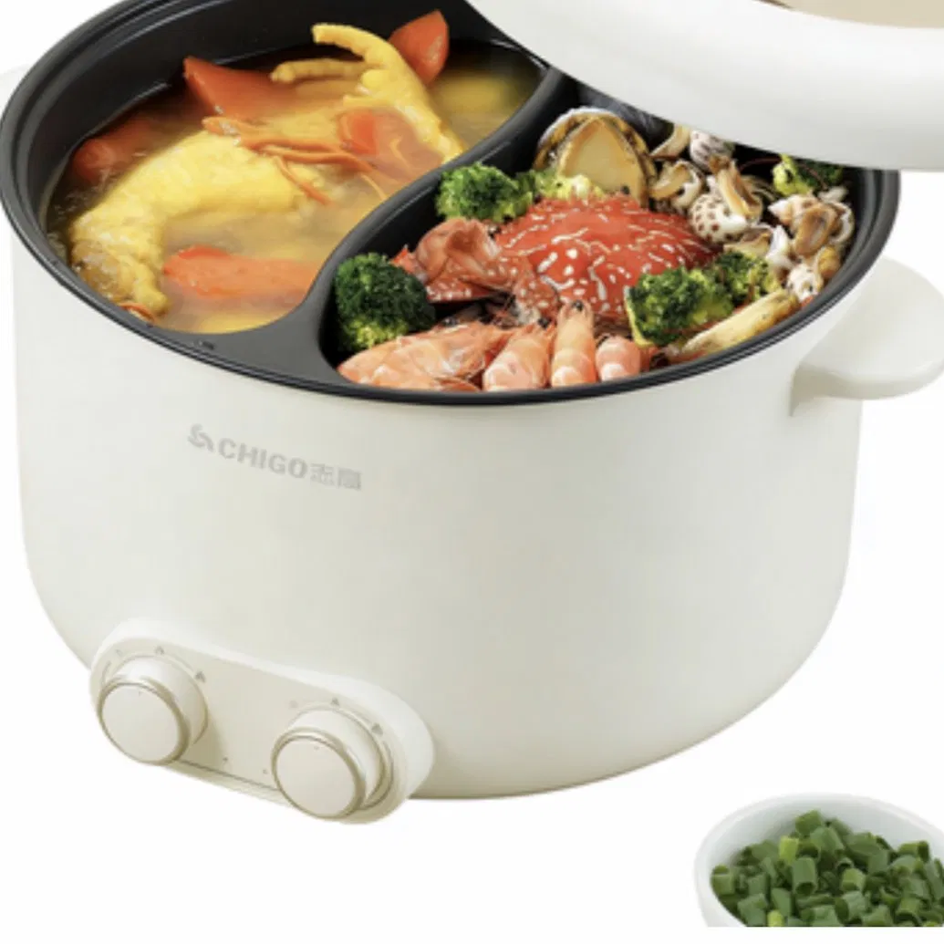 Dual-Flavor Electric Hot Pot Grill 2-in-1 Shabu Shabu Cooker