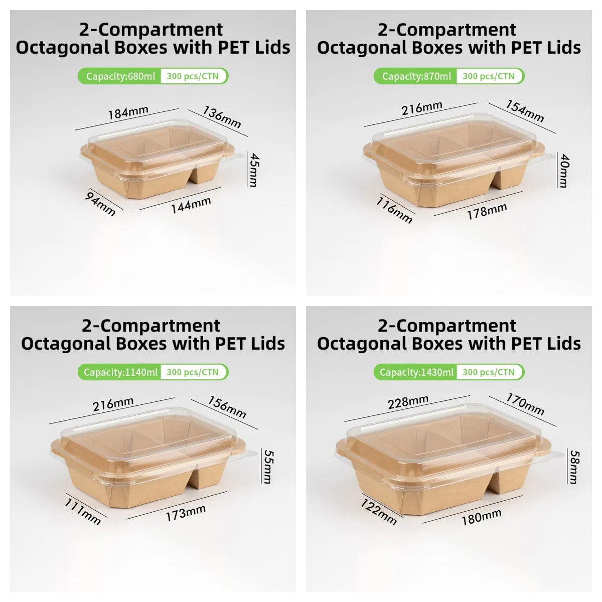 Custom Logo Printing Rectangular Returnable Disposable 5 Compartment Brown Kraft Paper Packaging Food Lunch Box