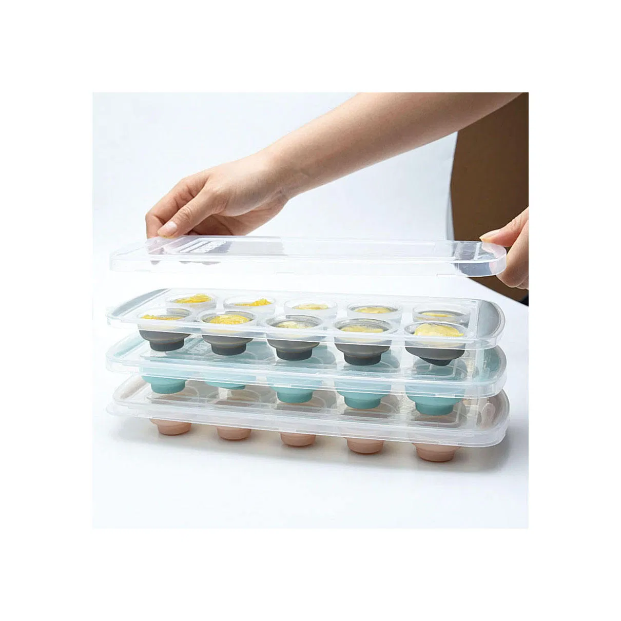 30*12cm BPA Free Silicone Ice Cube Tray with Lid