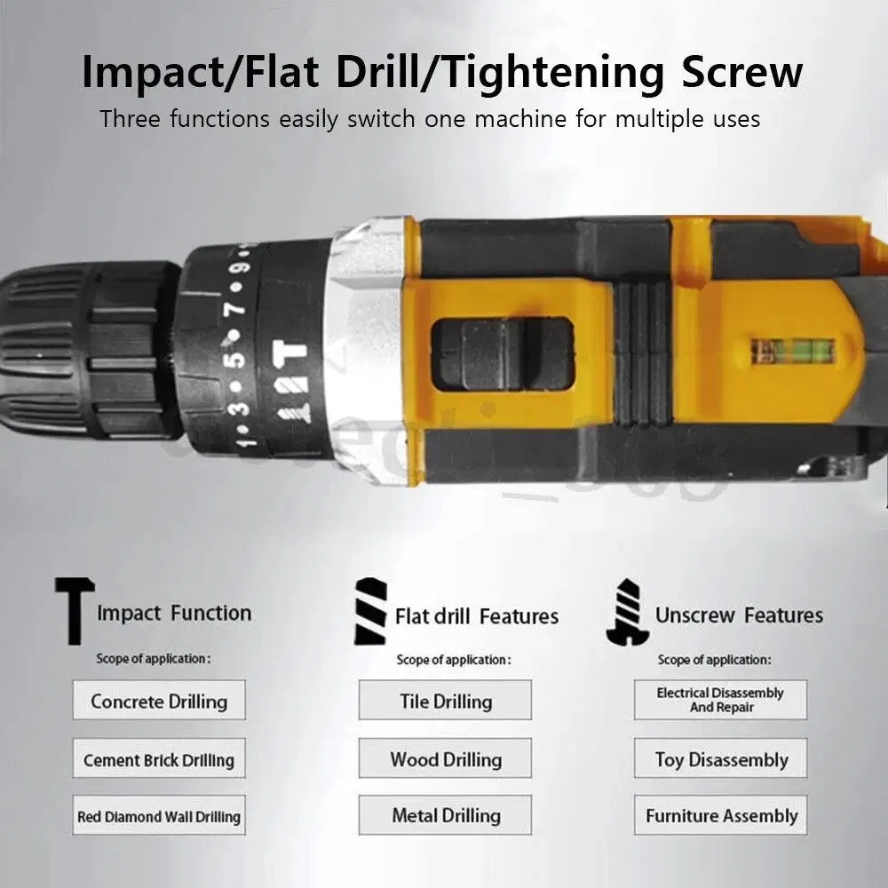 Cisivis 21V Brushed Electric Drill, 21vimpact Drill, 25nm Portable Power Drill, Suitable for Home and Workshop Use, Wholesale