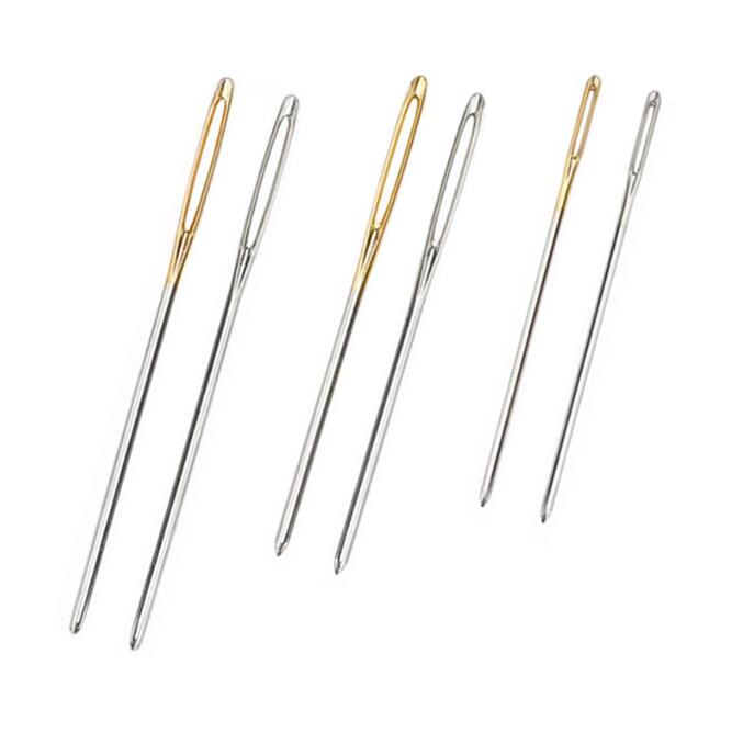Gold Eye Big Eye Hand Sewing Needle Crochet Knitting Blunt End Metal Needle for Thick Thread and Yarn