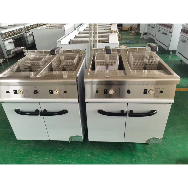 Um-SD-2 Stainless Steel Kitchen Equipment Gas Vertical Fryer Double (2) Tank 2 Independent Baskets Frying Oven Commercial Cabinet &Gas Vertical Fryer