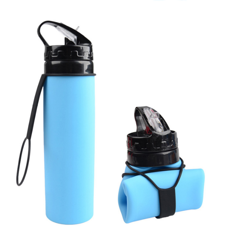 Складная силиконовая бутылка для воды 600 мл