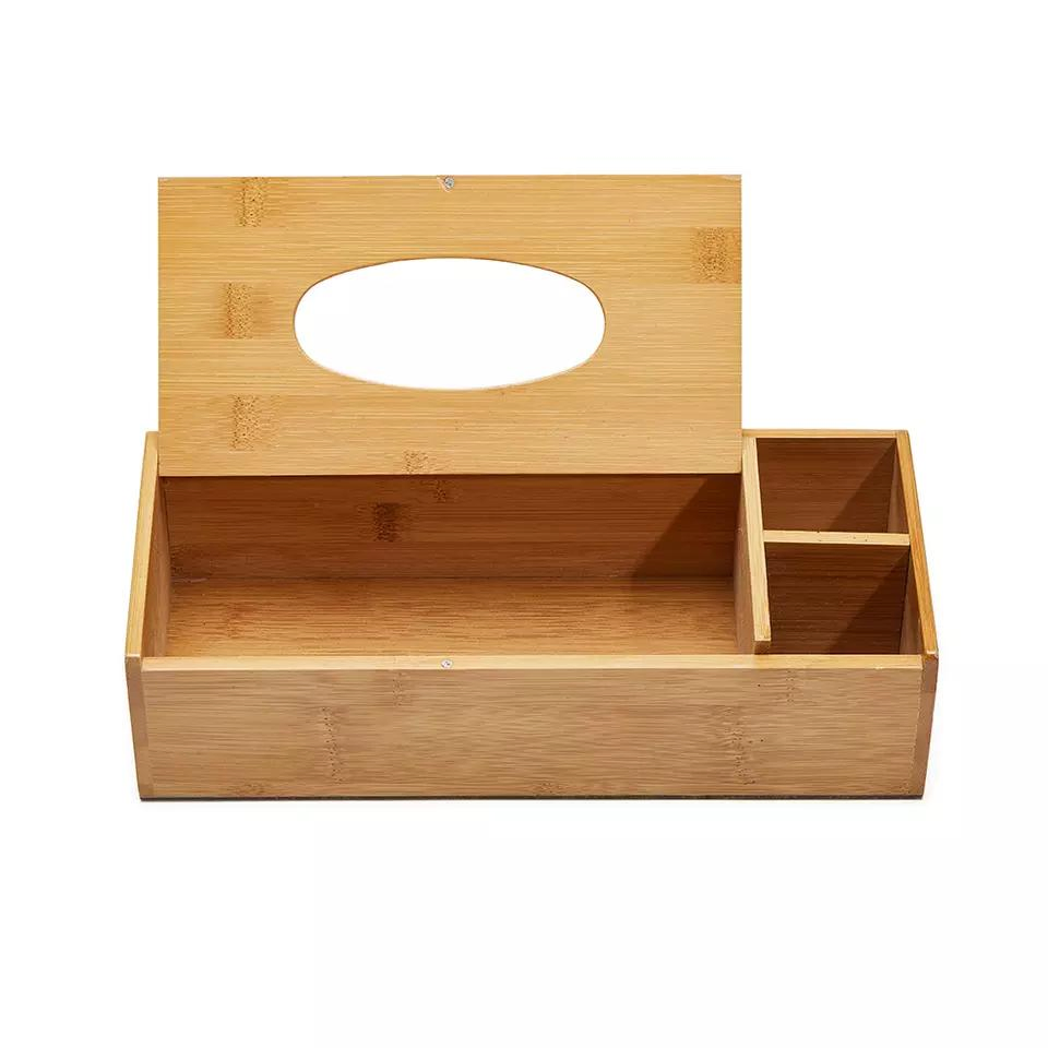Multifunctional Creative Bamboo Tissue Box Bamboo Wooden Tissue Box for Office and Household