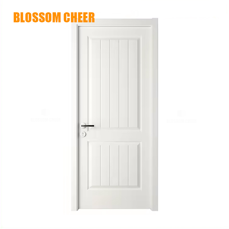 Elegant Snow White Lacquer Door with Inlay and Groove Design