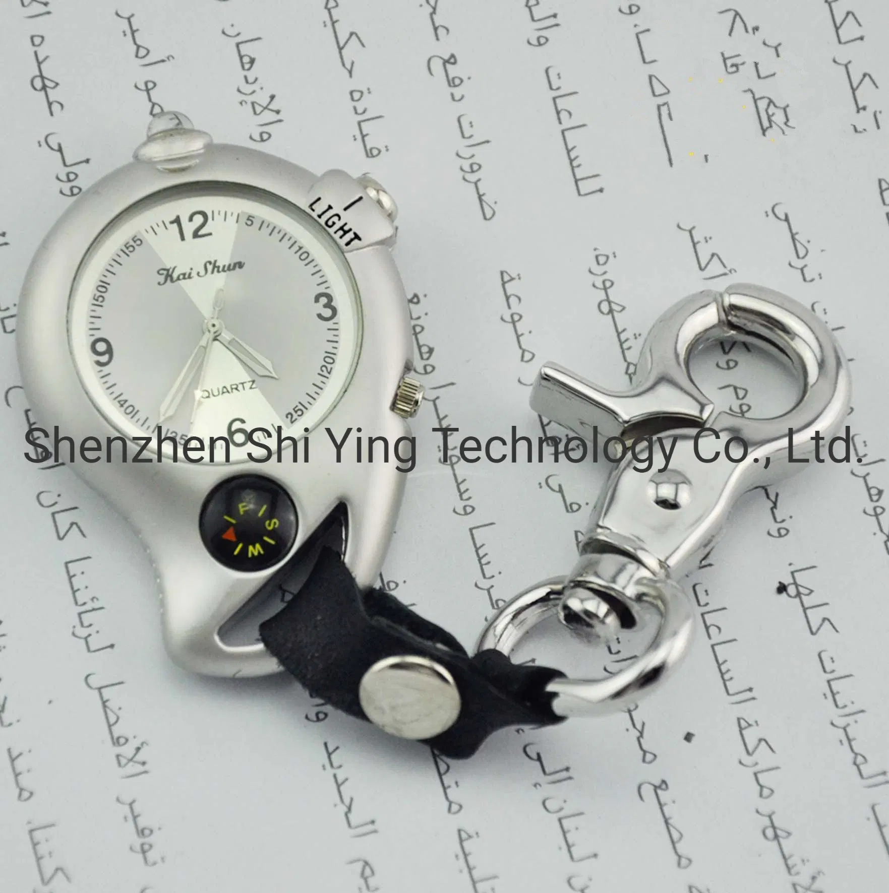 Waterproof Outdoor Mini Clip on Carabiner Hook Watch with Microlight Compass