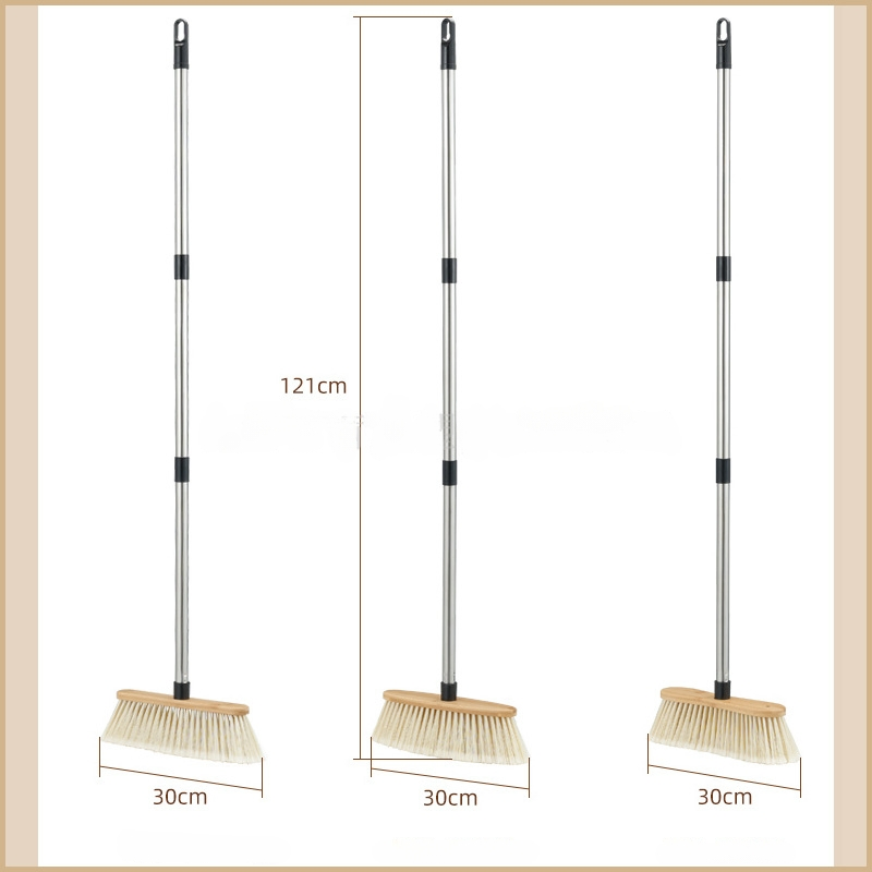 Eco-Friendly Bamboo Broom with Multi-Section Stainless Steel Handle