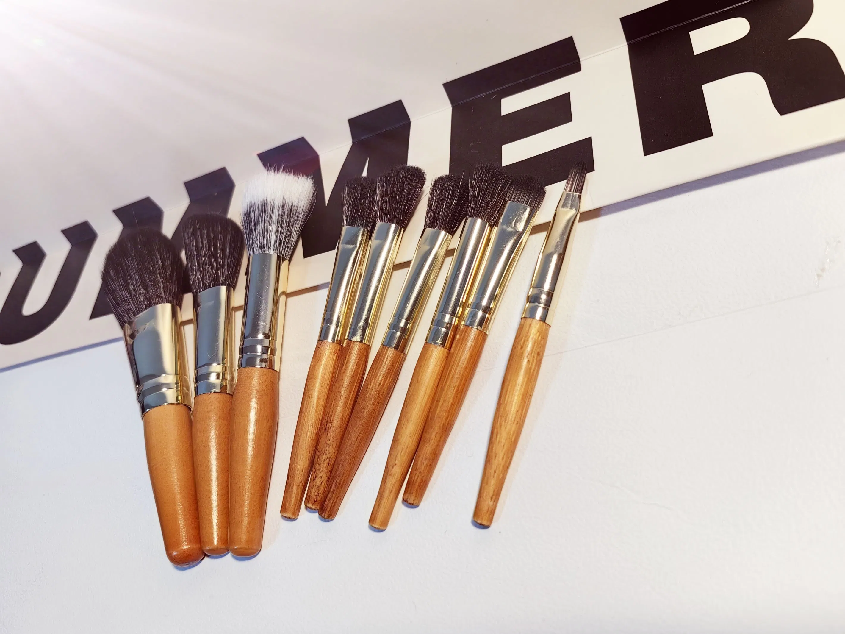 9-PC Set 2025 Fashion Mini Wood Handle Makeup Brush