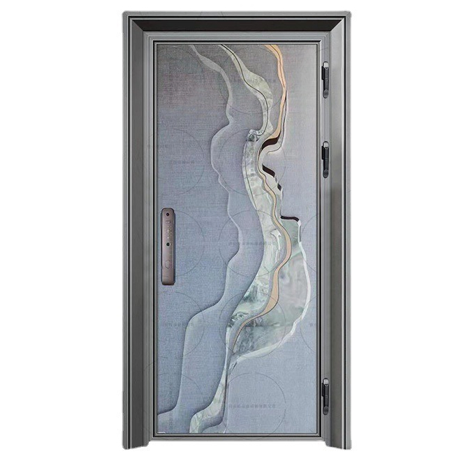 Metal Entrance Main Door Modern Security Stainless Steel Front Door for House, Villa
