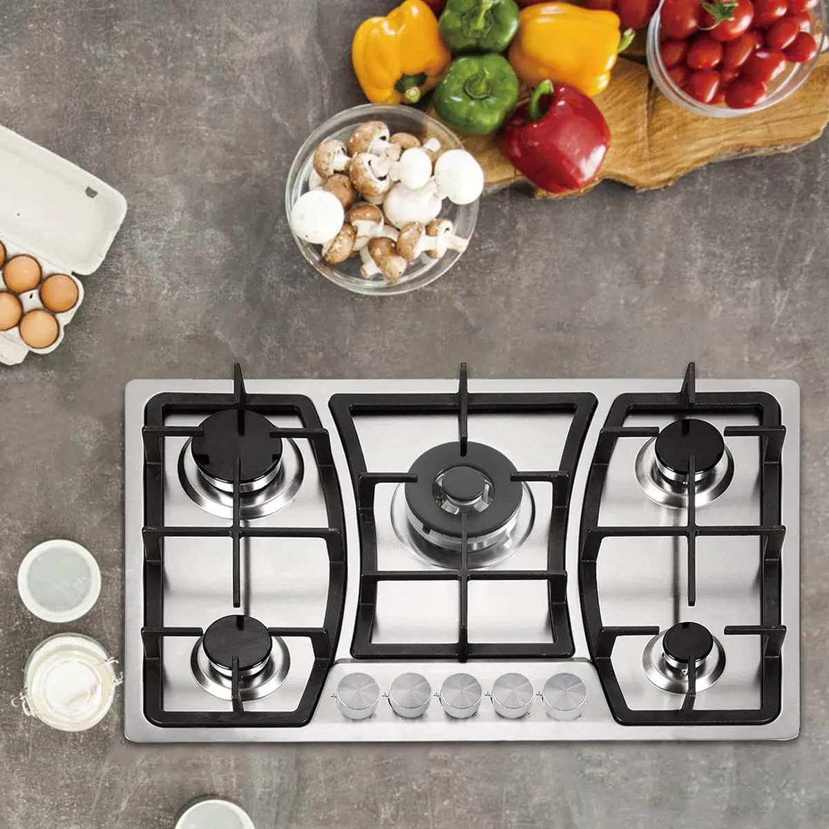 Parrilla a Gas Nube Nubeplat Plateada Con 5 Quemadores 110V Gas Stove Free Shipping to Ciudad De Mexico