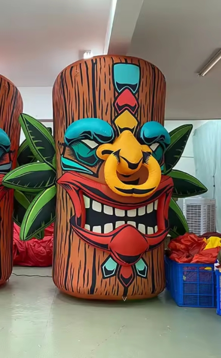 Giant Inflatable Tiki Stump 3D Creative Air Blow Totem Column Nightclub Club Advertising Props for Outdoor Event Decoration