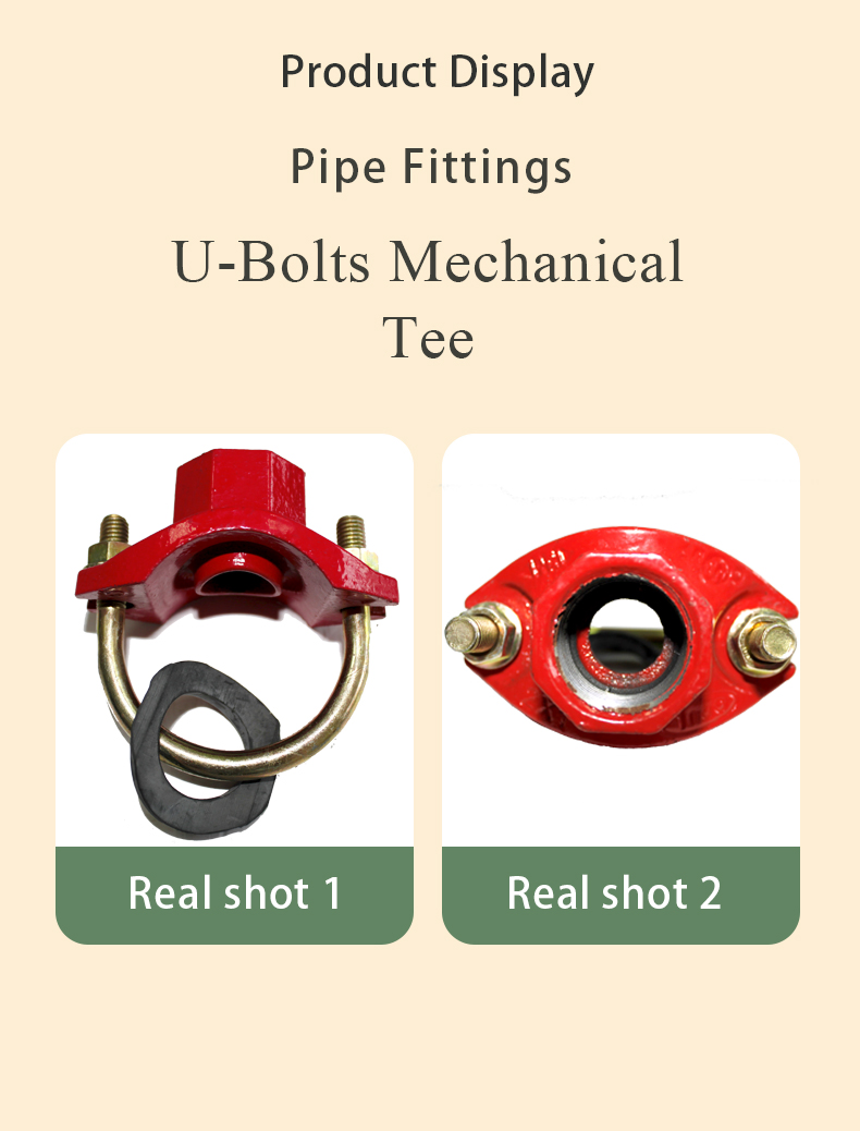 FM/UL Certificate Pipe Fittings Ductile Iron U-Bolted Mechanical Tee for Fire Fighting