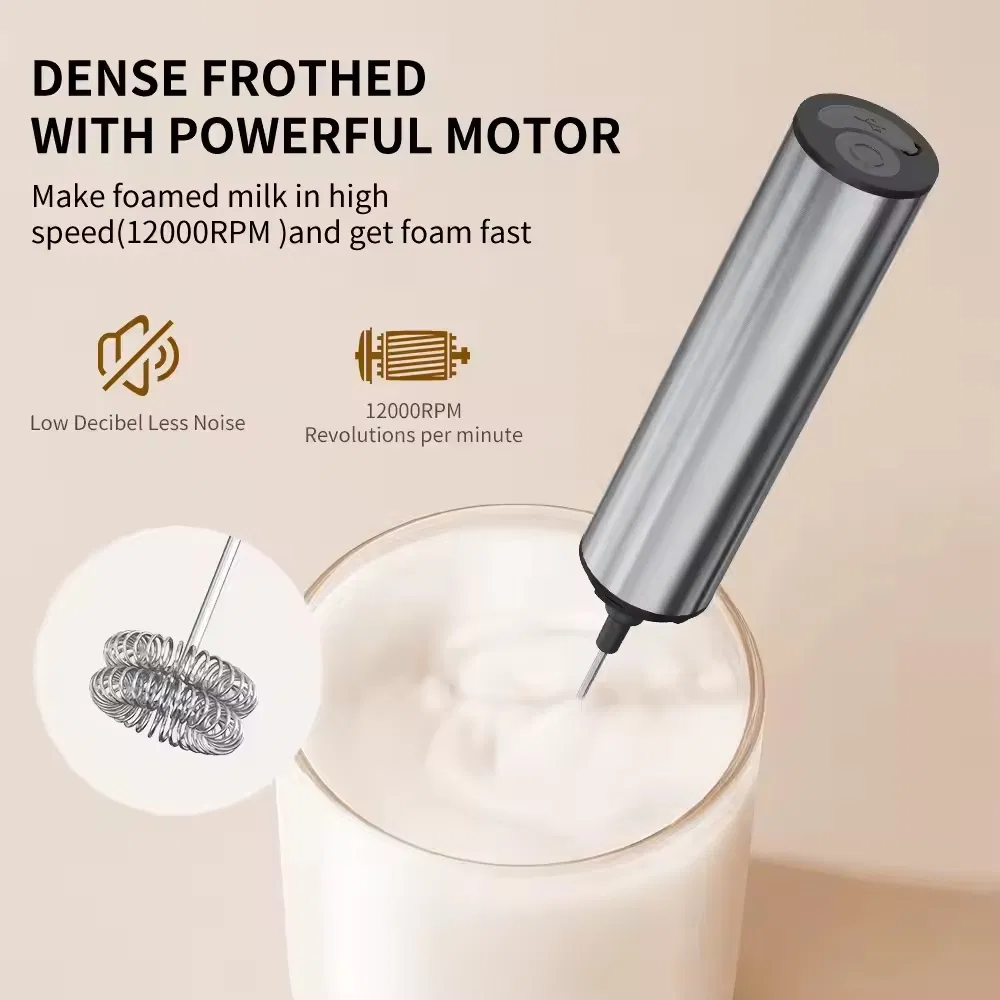 Rechargeable Milk Frother Handheld Dual Spring Whisk Electric Coffee Frother Kitchen Gifts