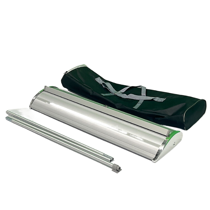 31 X 78" Custom PVC Chrome-Plated Wide-Bottom Roll-up Banner Stand - Specially Supplied for Promotional Activities