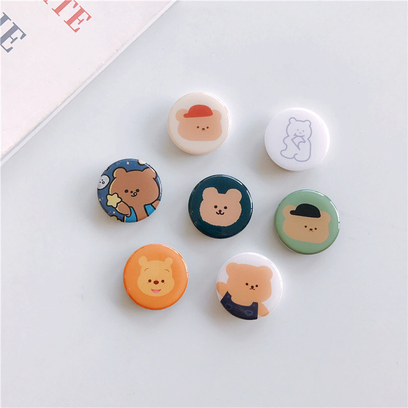 Solid Color Round Phone Holder Retractable Grip