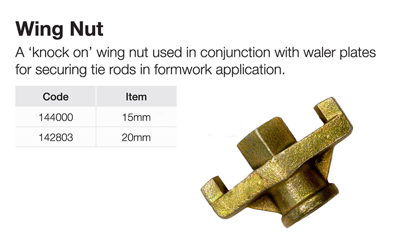 Formwork Accessories Steel Wing Nut Tight Water Stop Tie Rod Nut in 15mm 17mm for Concrete Construction