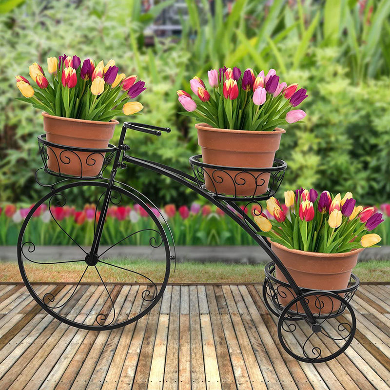 Bicycle Flower Frame Iron Wrought European Styles Balcony Living Room Interior