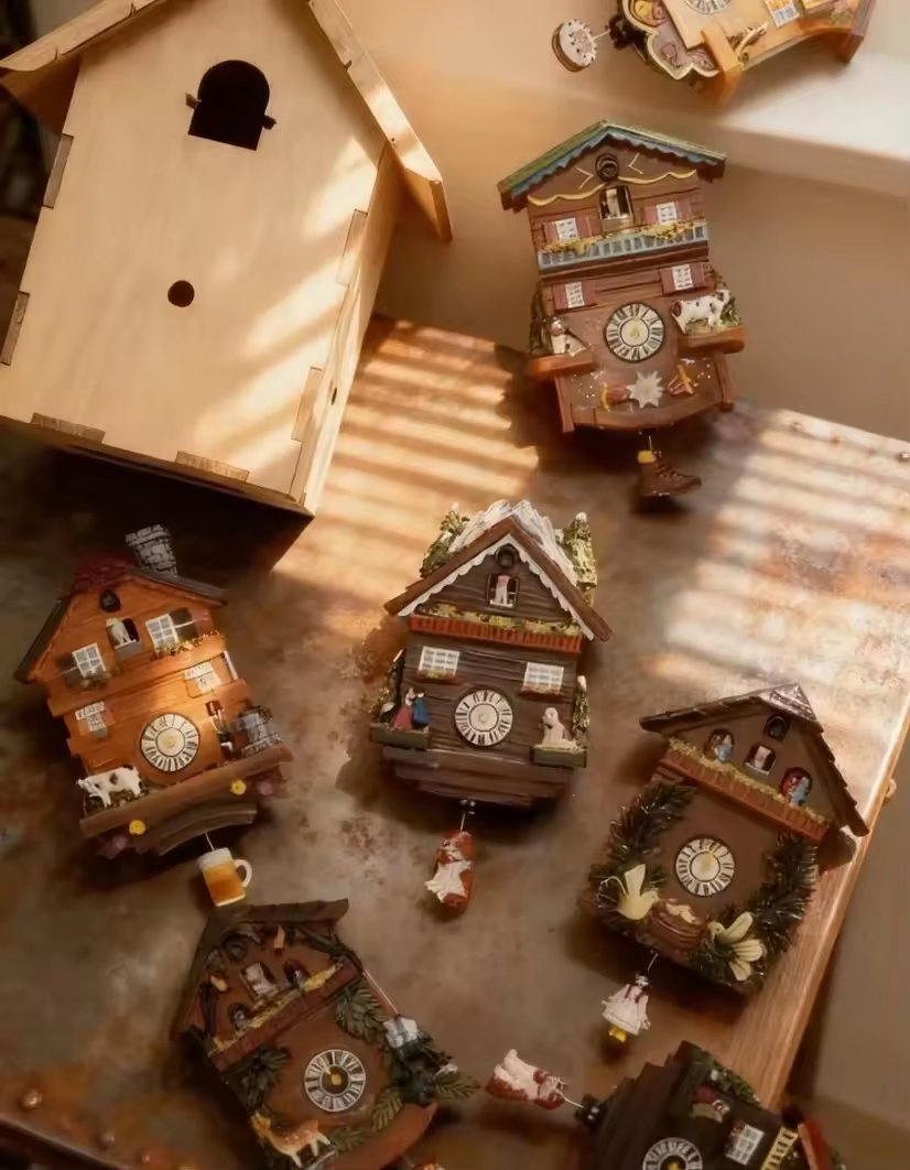 Vintage Wall Clock Trending Hot Sale High Quality Vintage Quartz Bird Sound Resin Cuckoo Clock Travel Souvenir Gift Home Decoration Wall Clock